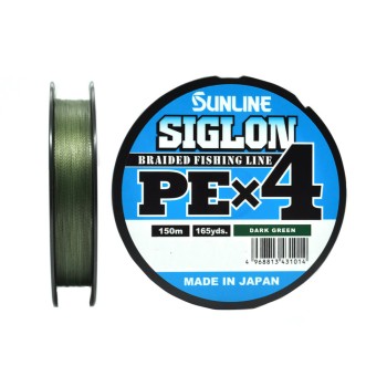 Шнур плетёный Sunline Siglon PE4 150м #0.3 2.1кг 5lb dark green